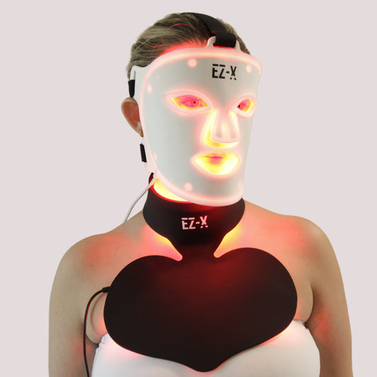 EZ-X Pro LED Therapy Face Mask and EZ-X Pro Red Light Therapy Chest & Neck Mask Combo Set